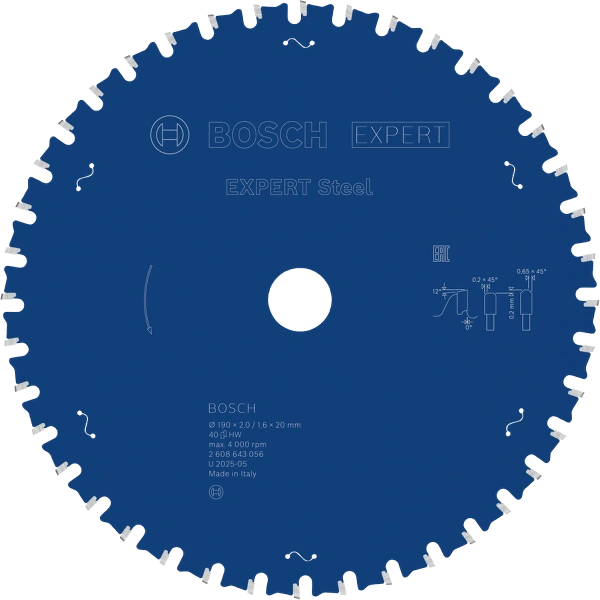 EXPERT Steel Circular Saw Blade, 190 x 2/1.6 x 20 mm, T40 image 3